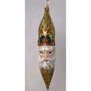 Glass Ornament "Two Face Santa" - Hand Painted in Poland - Radko Inspired